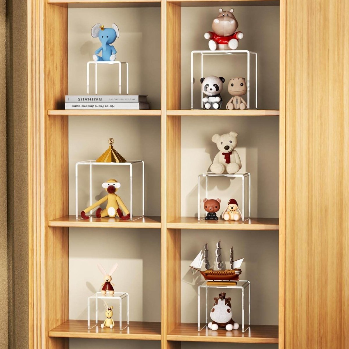 2 Set 3"x4"x5" Acrylic Risers Display for Funko POP Figures,Clear Cake Stands for Candy Dessert Table Decorations - NIUBEE