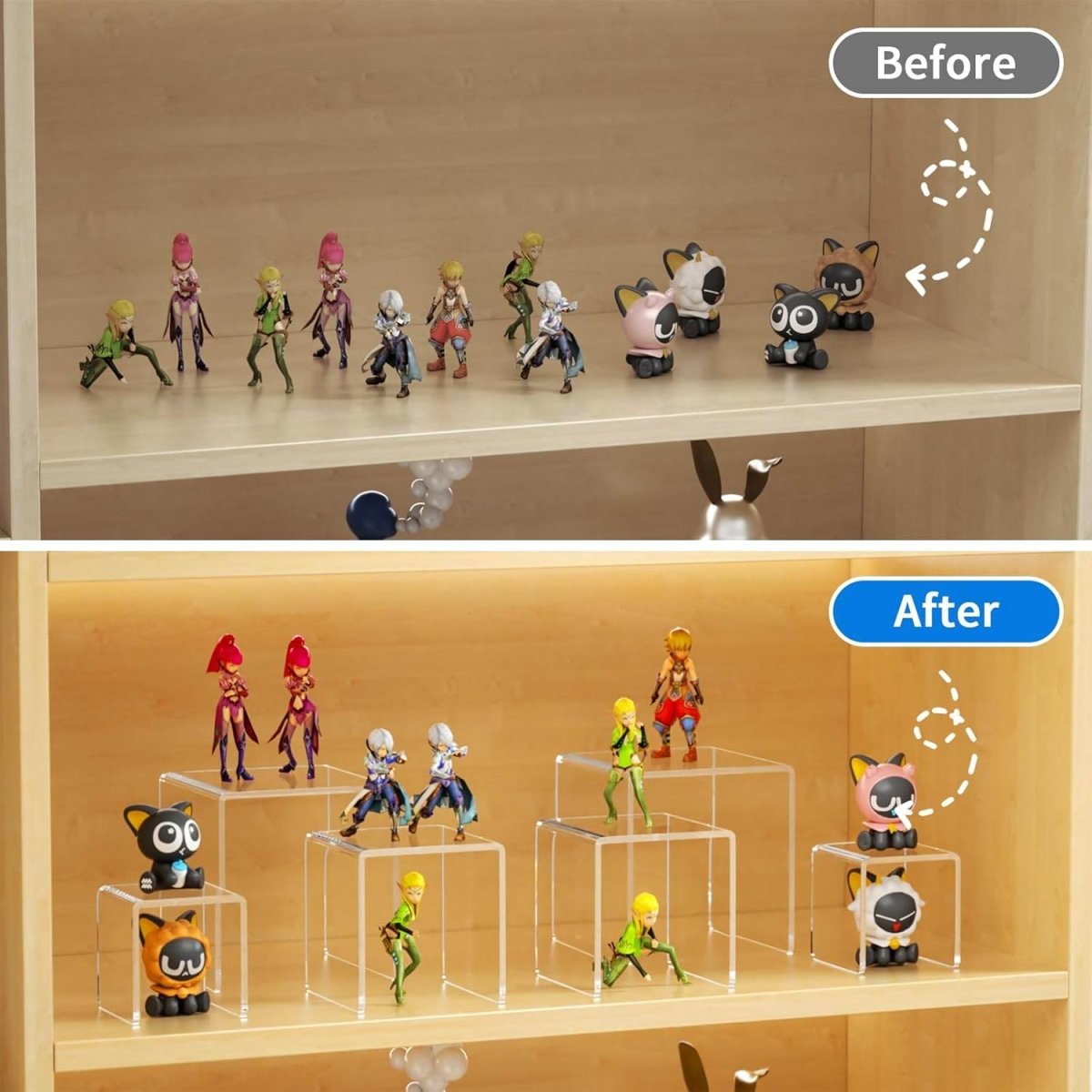 2 Set 3"x4"x5" Acrylic Risers Display for Funko POP Figures,Clear Cake Stands for Candy Dessert Table Decorations - NIUBEE