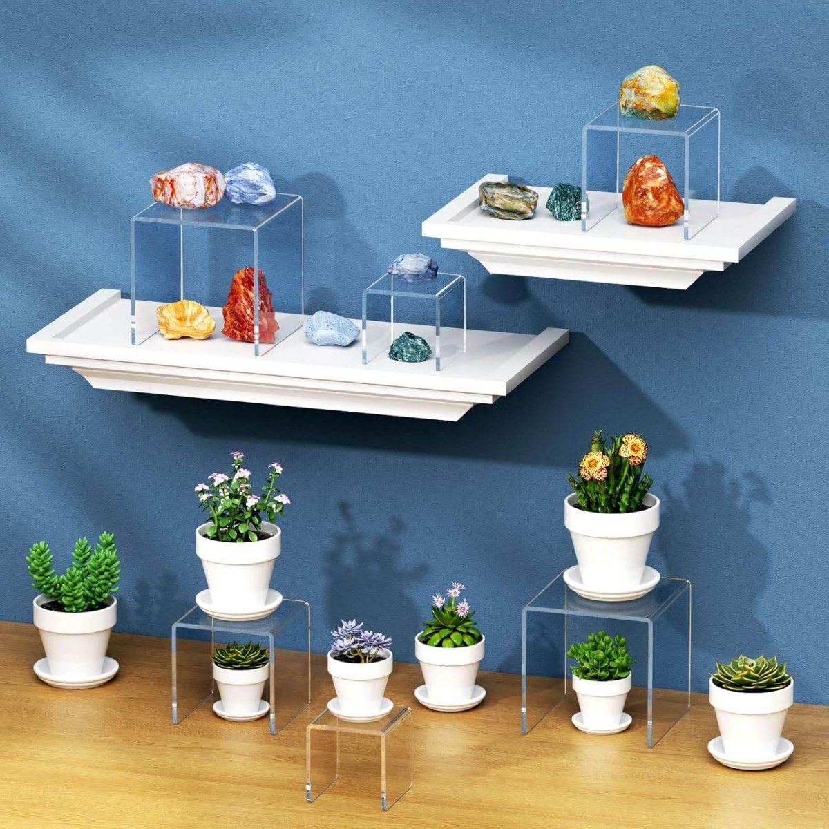 2 Set 3"x4"x5" Acrylic Risers Display for Funko POP Figures,Clear Cake Stands for Candy Dessert Table Decorations - NIUBEE
