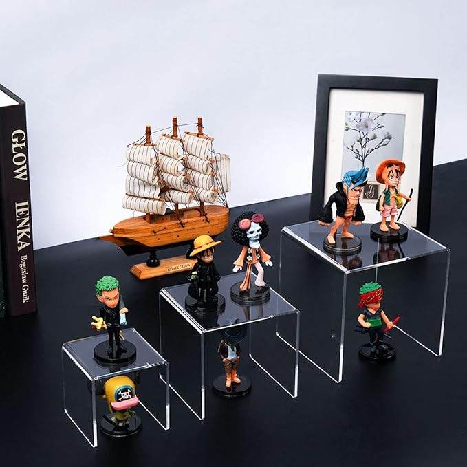 2 Set 3"x4"x5" Acrylic Risers Display for Funko POP Figures,Clear Cake Stands for Candy Dessert Table Decorations - NIUBEE