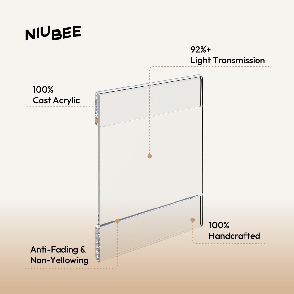 6 Pack 8.5x11" Clear Acrylic Plexi Sign Holders with Double Sided Adhesive Tape, Wall Sign Memo Document Menu Holder - NIUBEE