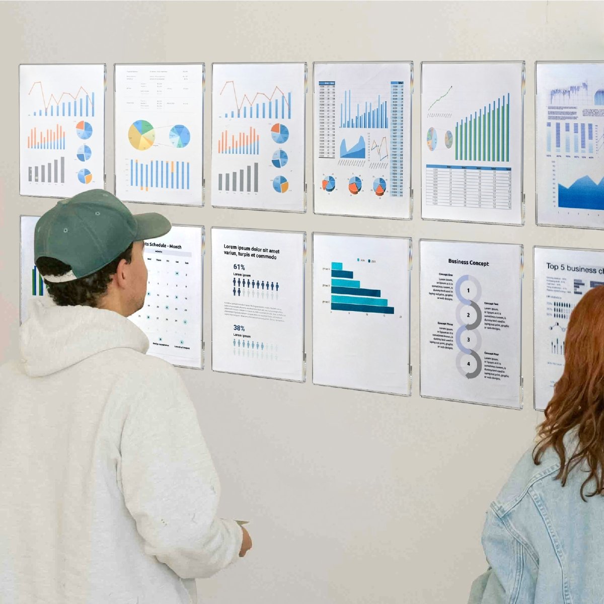 6 Pack 8.5x11" Clear Acrylic Plexi Sign Holders with Double Sided Adhesive Tape, Wall Sign Memo Document Menu Holder - NIUBEE