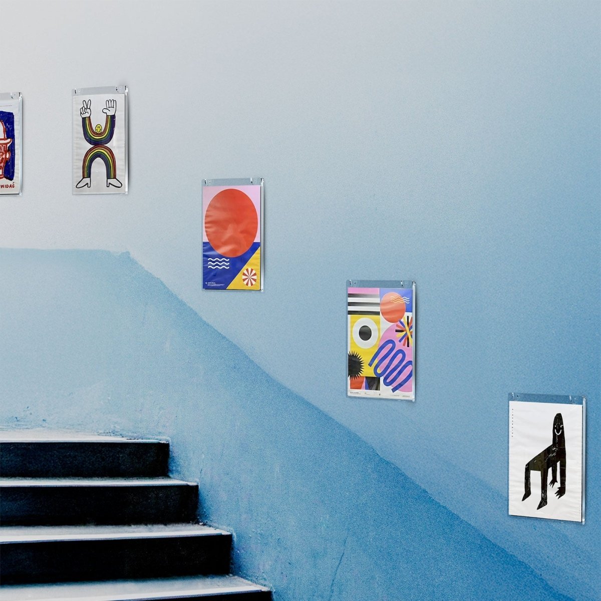 6 Pack Acrylic Wall Sign Holder 8.5x11 Vertical,Wall Mounted Design, Support No Drilling - NIUBEE