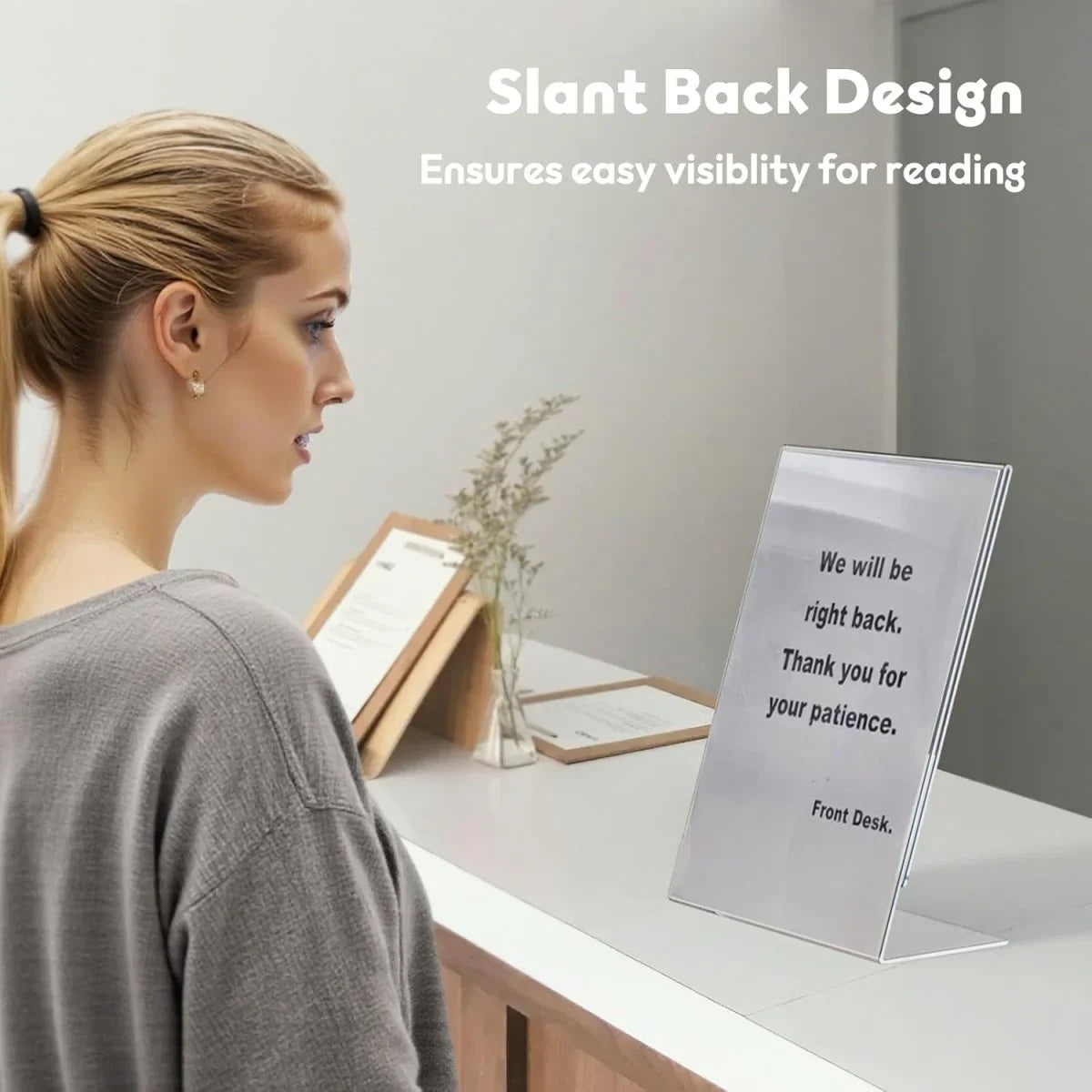8.5×11" Acrylic L-Stand Vertical Sign Holder – 6 Pack - NIUBEE