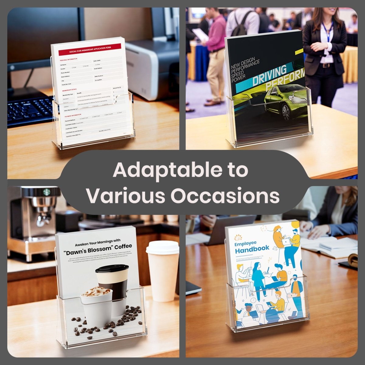 Acrylic Brochure Holder 8.5 x 11 inches 2 Pack, Clear Acrylic Literature Holder Plastic Flyer Display Stand - NIUBEE