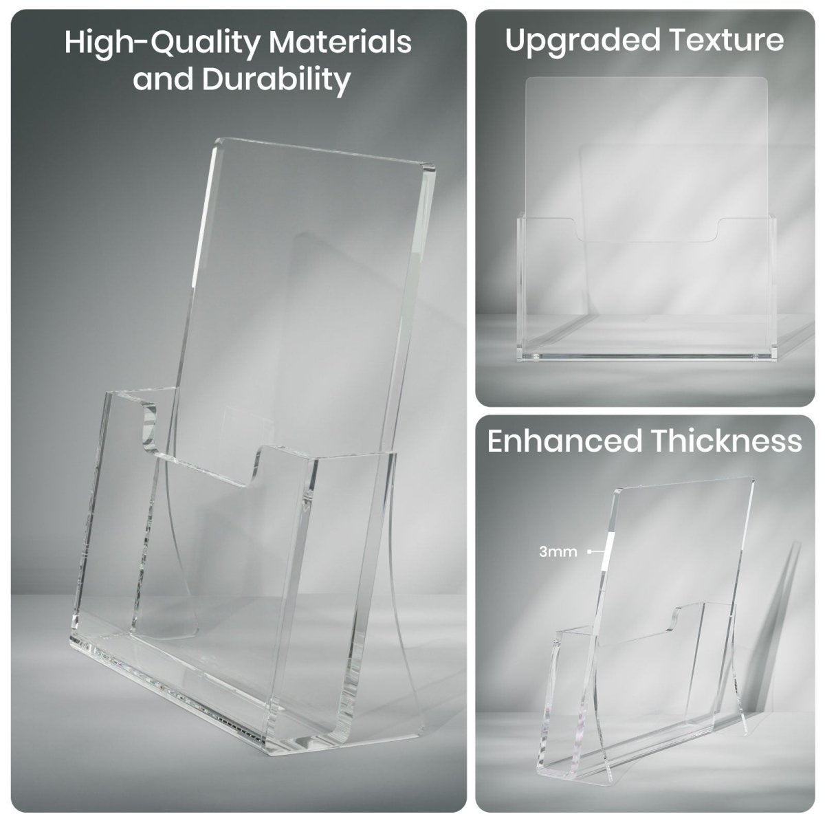 Acrylic Brochure Holder 8.5 x 11 inches 2 Pack, Clear Acrylic Literature Holder Plastic Flyer Display Stand - NIUBEE