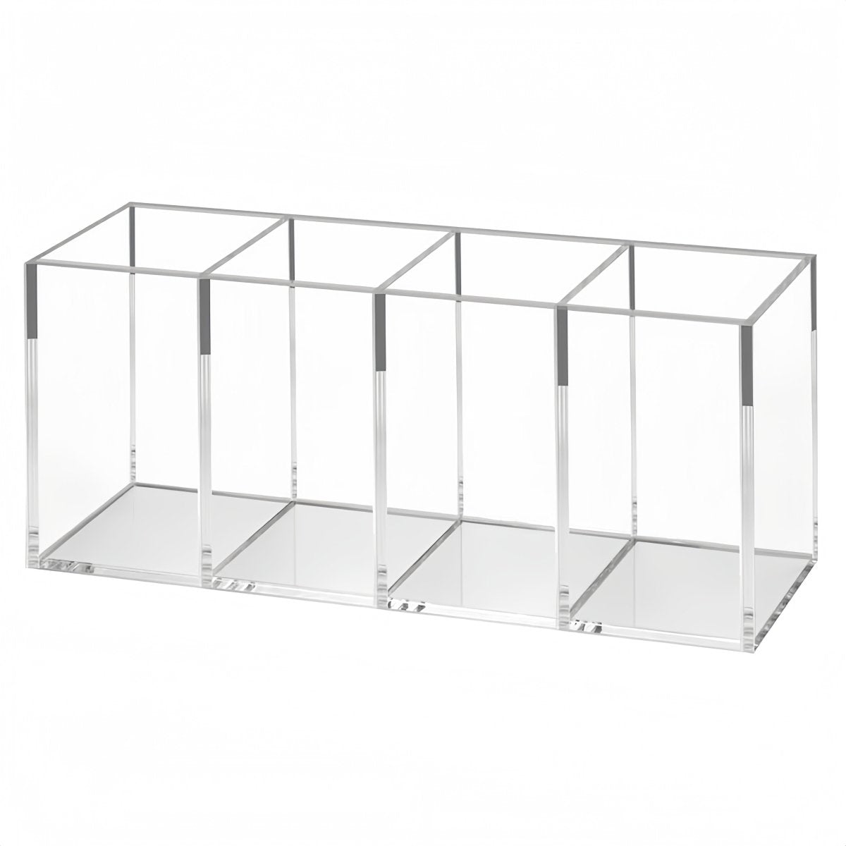 Acrylic Pen Holder 4 Compartments, Clear Pencil Organizer Cup for Countertop Desk Accessory Storage - NIUBEE