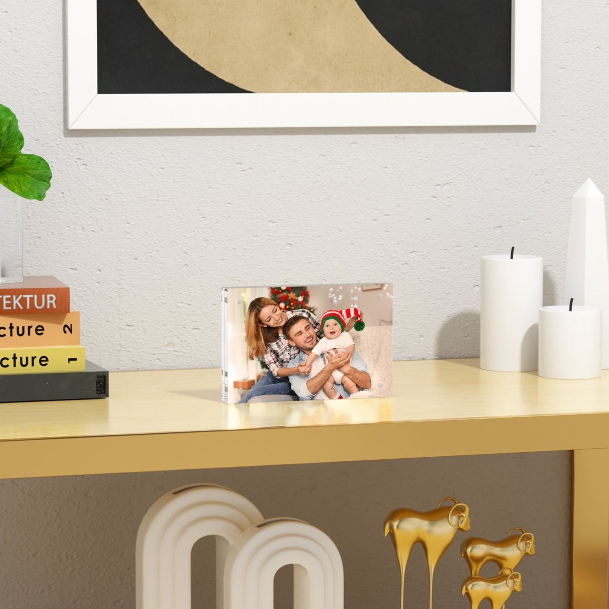 Acrylic Photo Frame 4x6" 3 Packs, Picture Frame 20% Thicker Block, Clear Frameless Acrylic Frames - NIUBEE