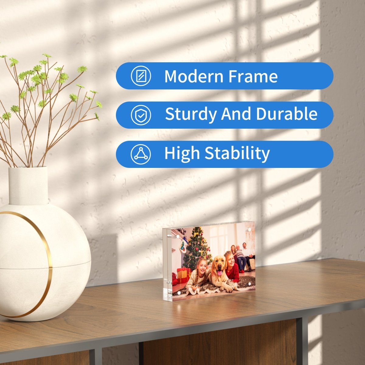 Acrylic Photo Frame 4x6" 3 Packs, Picture Frame 20% Thicker Block, Clear Frameless Acrylic Frames - NIUBEE