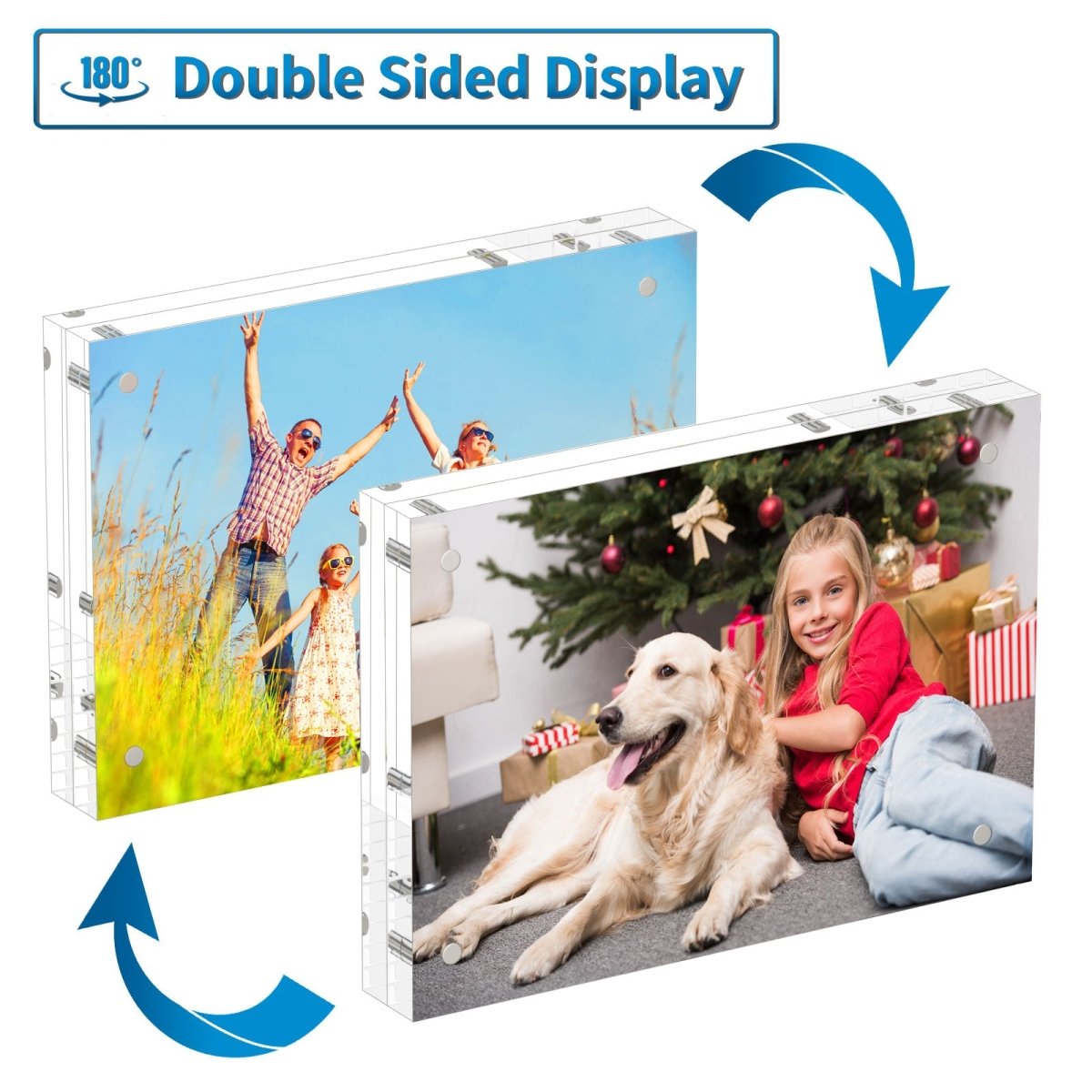 Acrylic Photo Frame 4x6" 3 Packs, Picture Frame 20% Thicker Block, Clear Frameless Acrylic Frames - NIUBEE