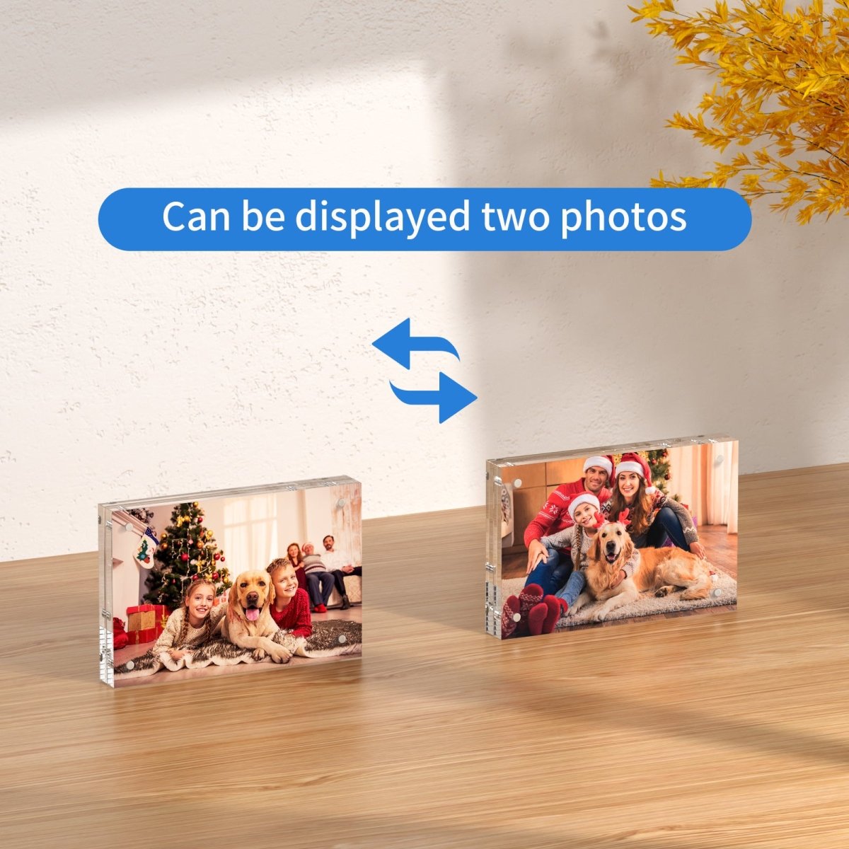 Acrylic Photo Frame 4x6" 3 Packs, Picture Frame 20% Thicker Block, Clear Frameless Acrylic Frames - NIUBEE