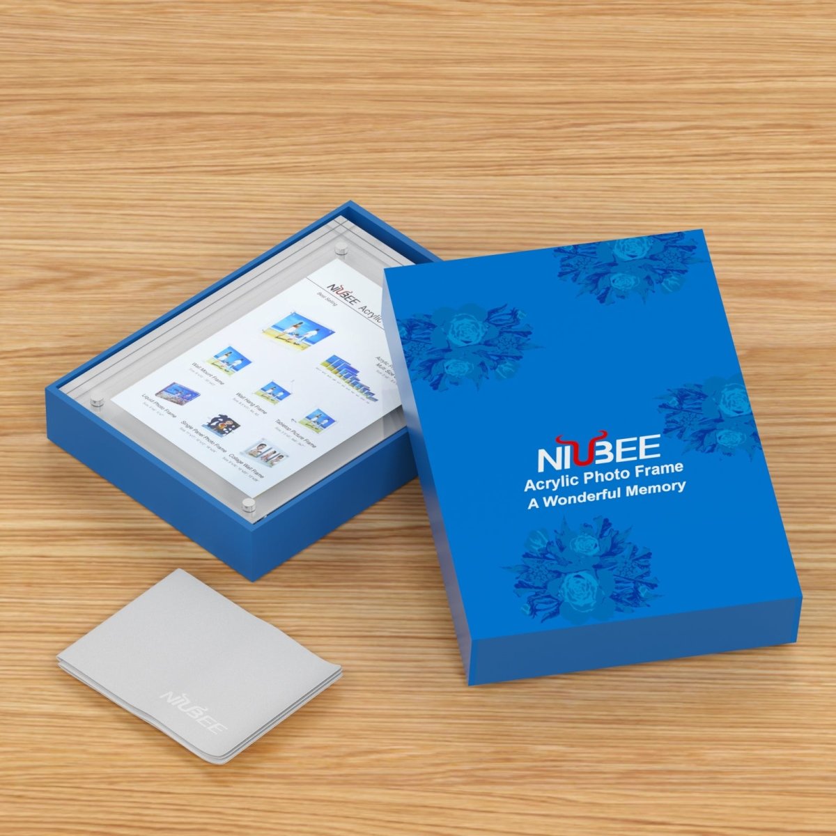 Acrylic Photo Frame 4x6" 3 Packs, Picture Frame 20% Thicker Block, Clear Frameless Acrylic Frames - NIUBEE
