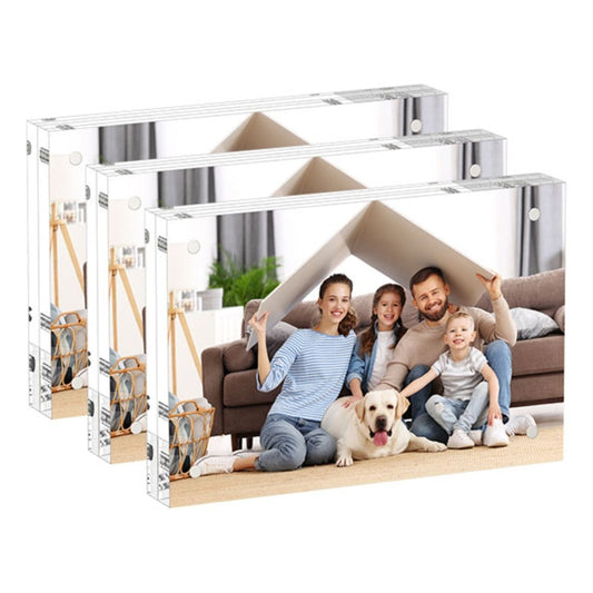 Acrylic Photo Frame 4x6" 3 Packs, Picture Frame 20% Thicker Block, Clear Frameless Acrylic Frames - NIUBEE