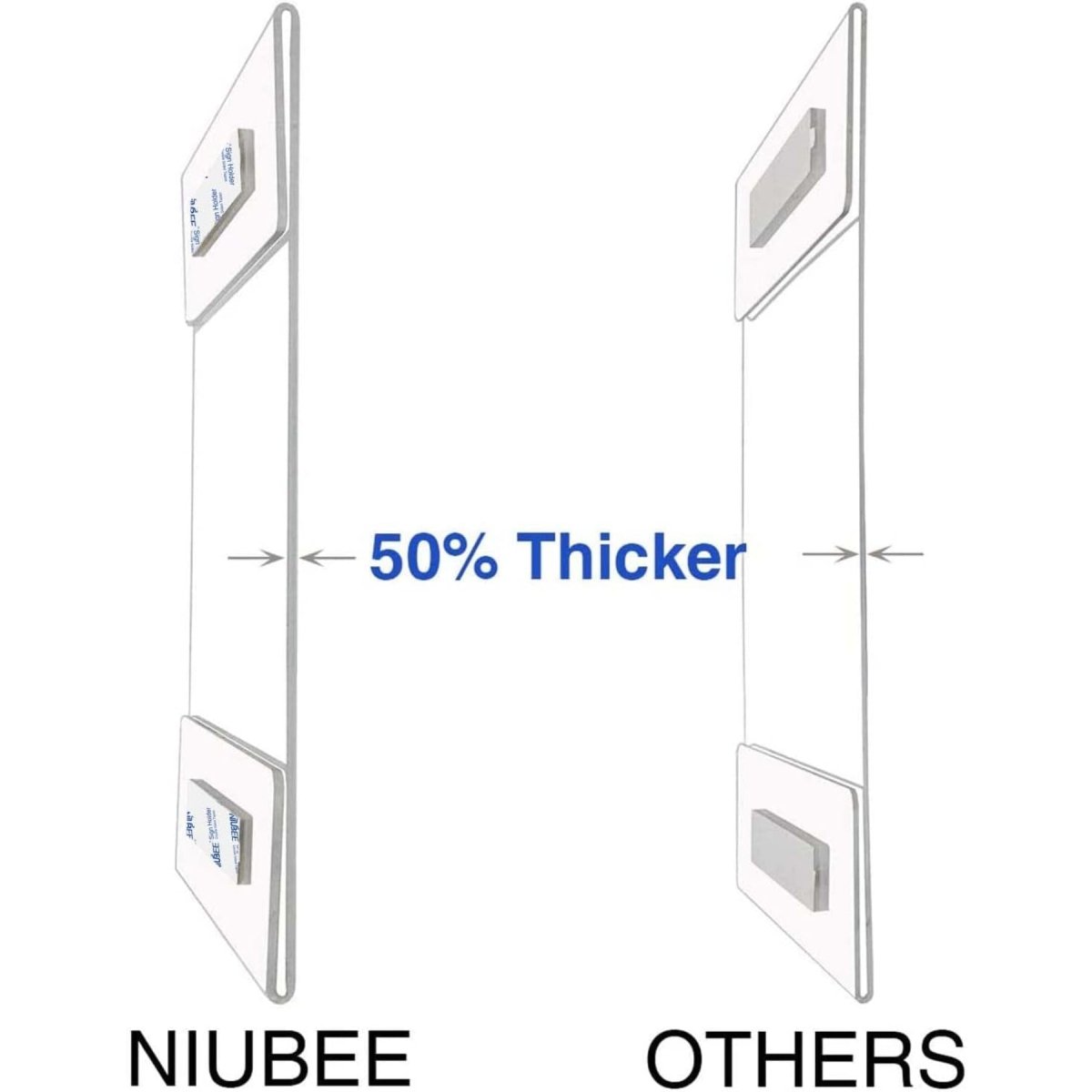 Acrylic Sign Holder 8.5x11 Inches Horizontal, Clear Plastic Wall Mount Sign Holder Poster Paper Holder (6 pack) - NIUBEE