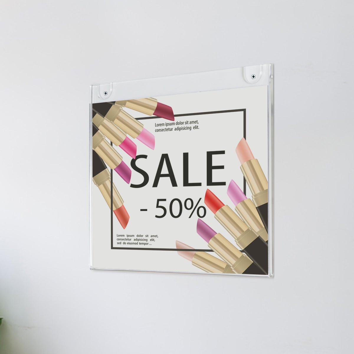 Acrylic Wall Mounted Sign Holder 8.5 x 11 Inches Horizontal 6 Pack, Clear Plastic Picture Frames - NIUBEE