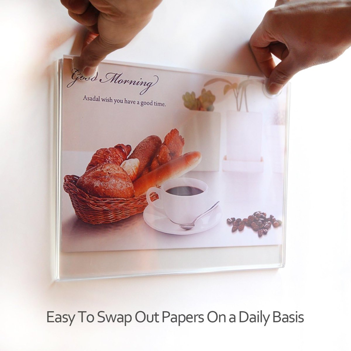 Acrylic Wall Mounted Sign Holder 8.5 x 11 Inches Horizontal 6 Pack, Clear Plastic Picture Frames - NIUBEE