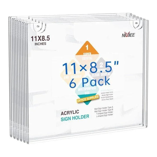 8.5×11" Wall-mounted Sign Holder Horizontal – 6 Pack - NIUBEE