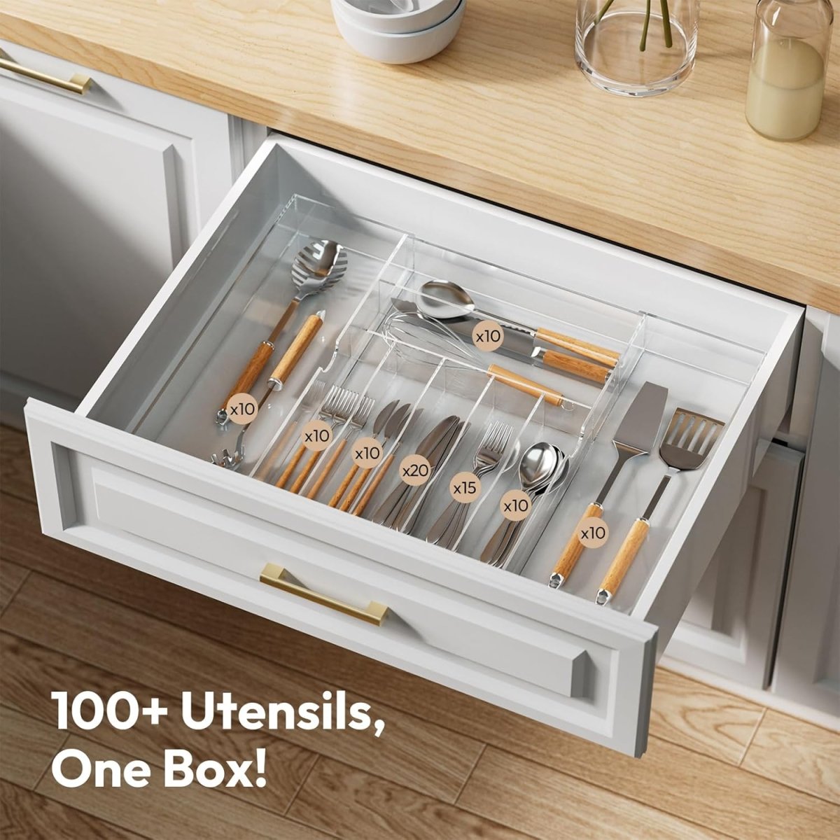 Clear Acrylic Utensil Organizer - NIUBEE