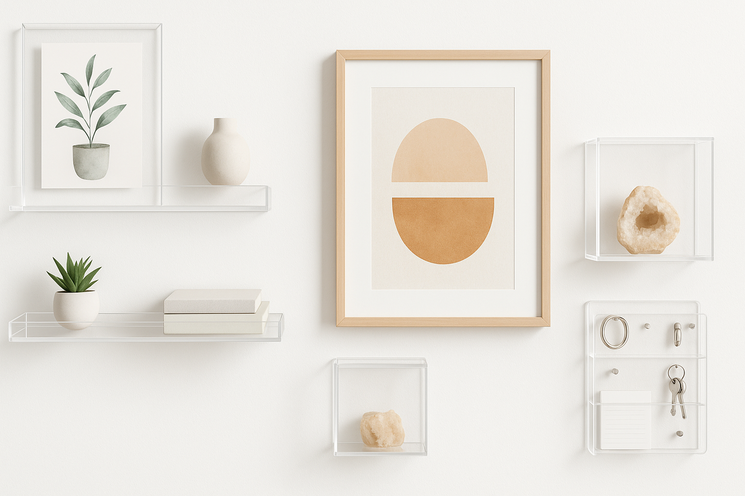 Home is where hearts dwell | Walls where art unfolds — All shaped by you, with NIUBEE.
体现亚克力产品,生成的图片作为dawn主题的图片横幅,要符合其格式