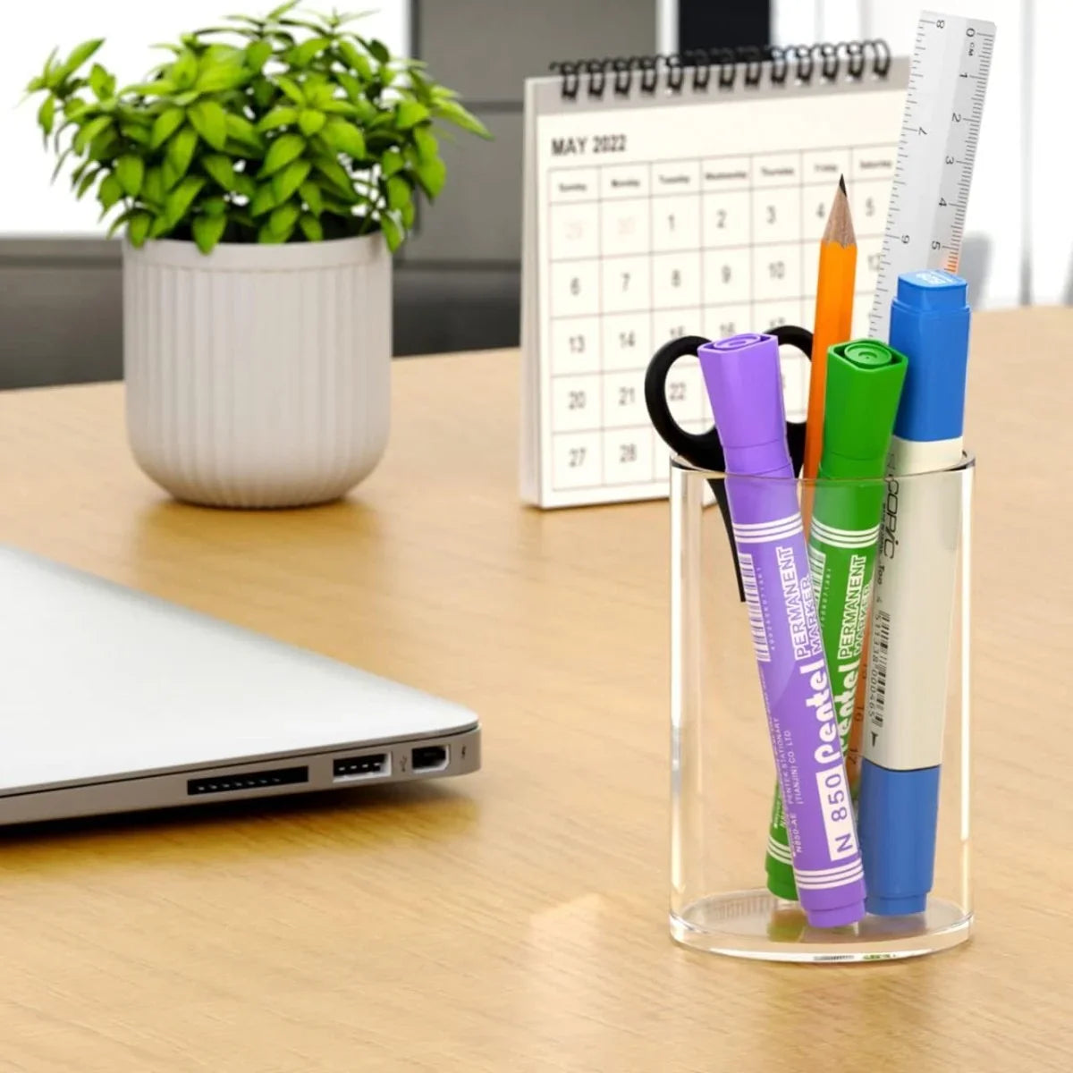 Round Acrylic Pen Holder – 2 Pack - NIUBEE