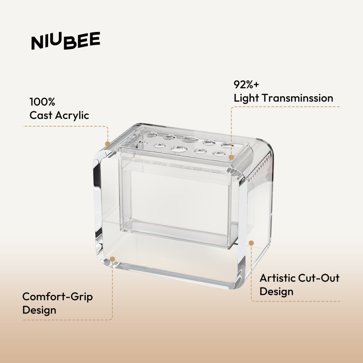 Small Clear Acrylic Flower Vase - NIUBEE