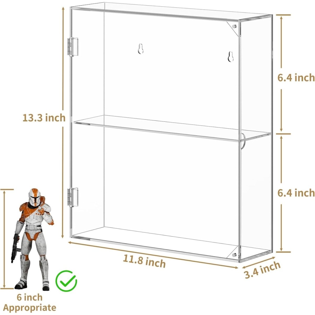 2 - Compartment Acrylic Display Case - NIUBEE