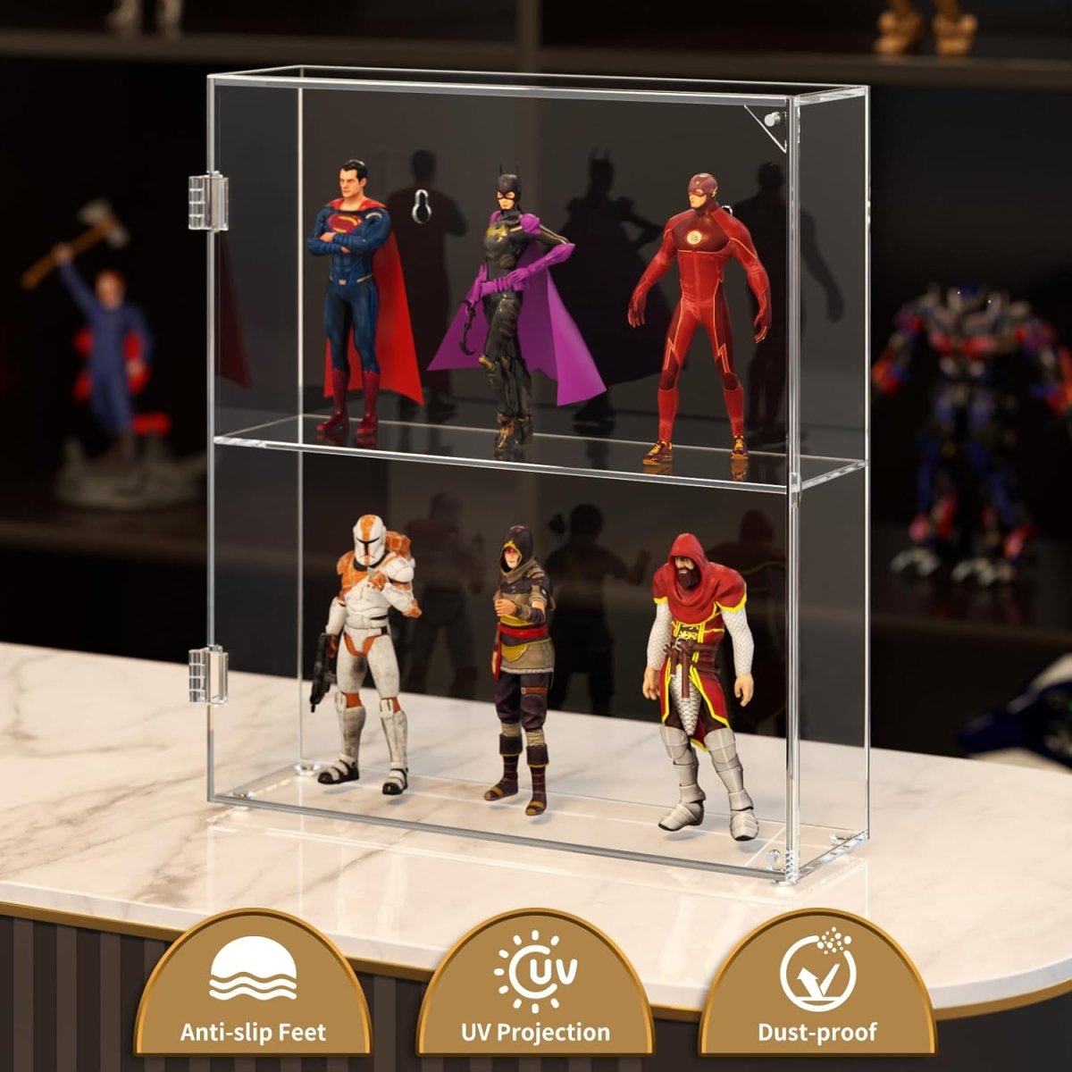 2 - Compartment Acrylic Display Case - NIUBEE