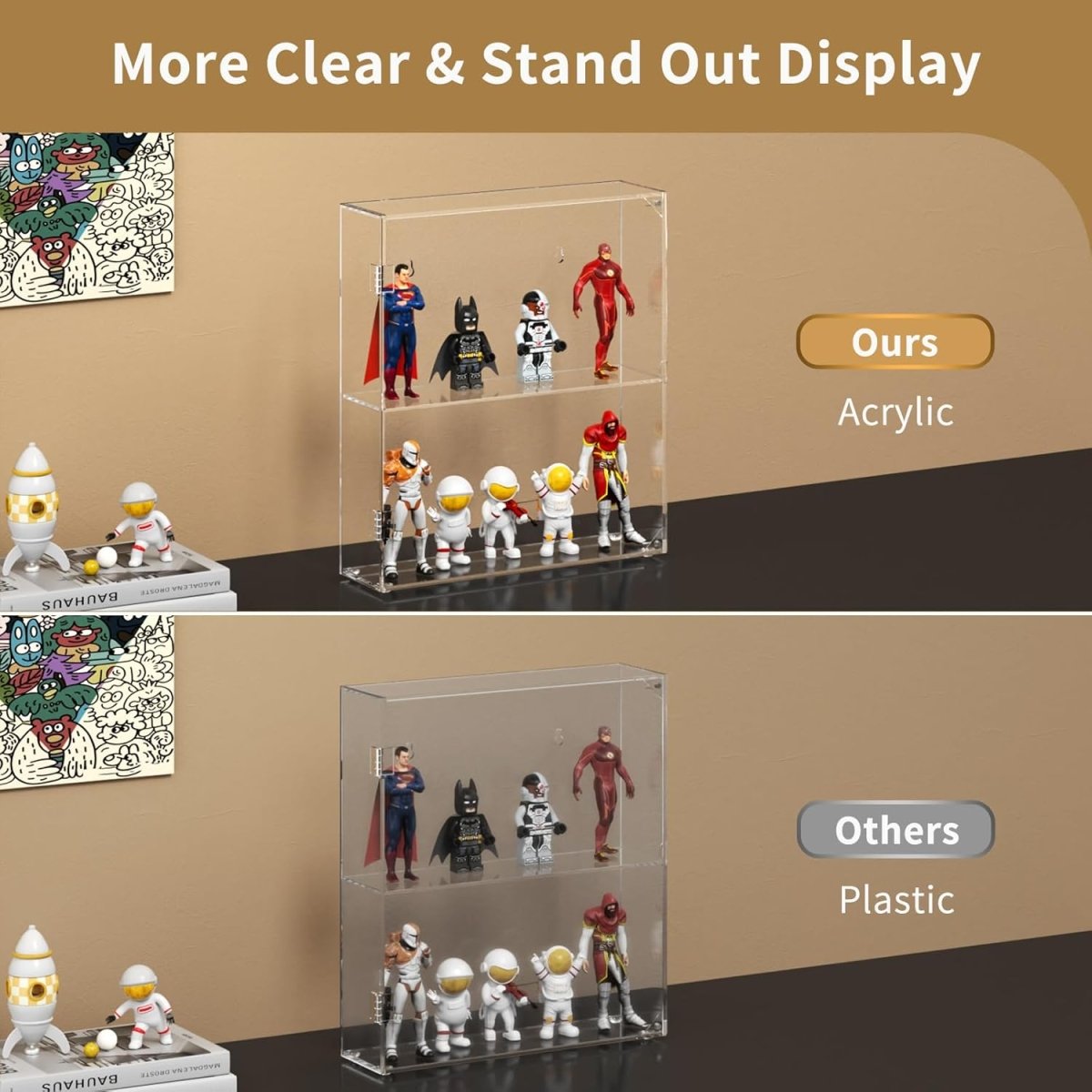 2 - Compartment Acrylic Display Case - NIUBEE
