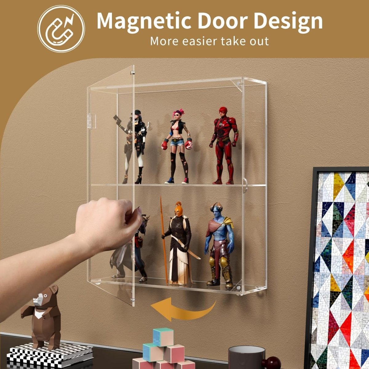 2 - Compartment Acrylic Display Case - NIUBEE