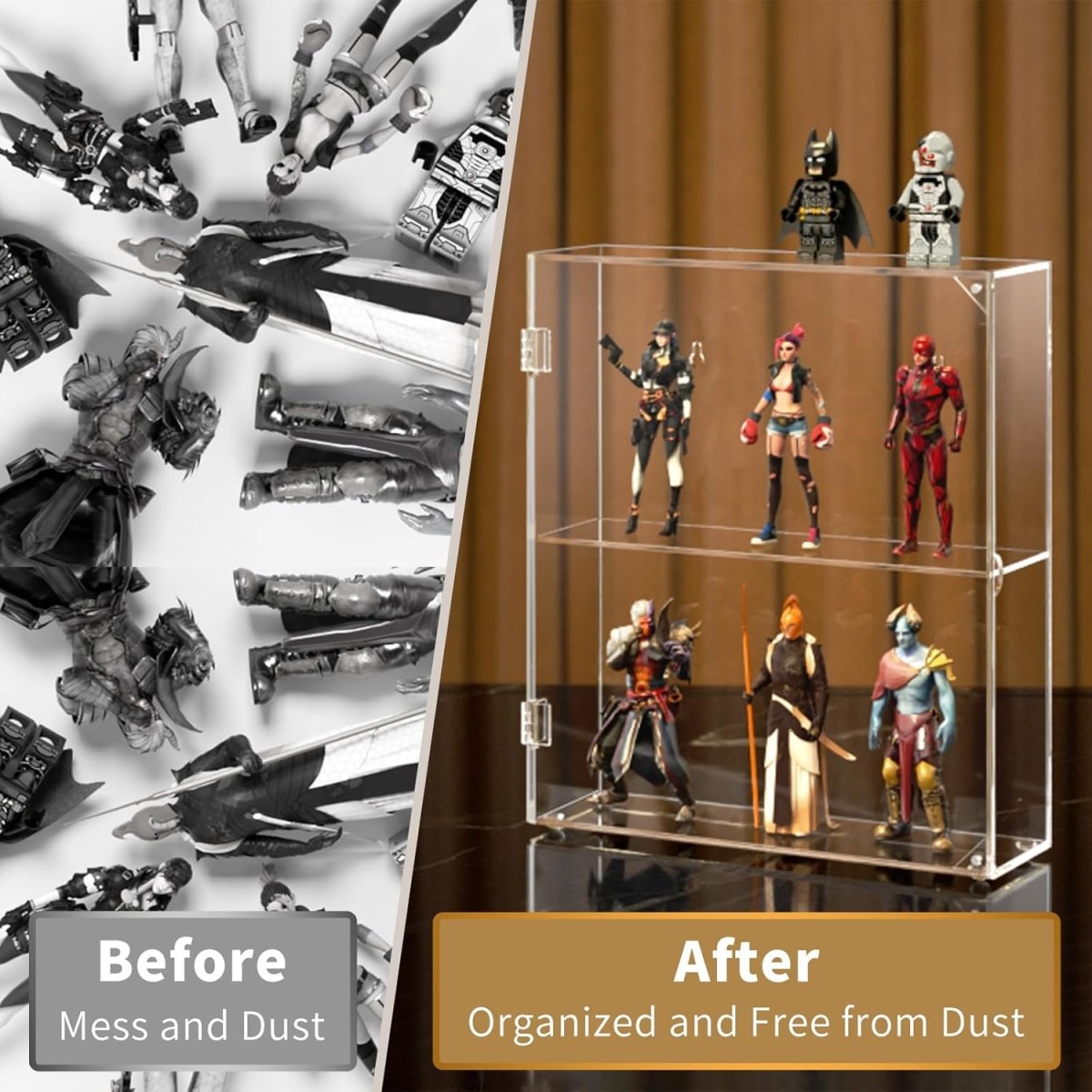 2 - Compartment Acrylic Display Case - NIUBEE