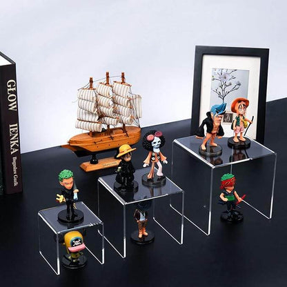 2 Set 3"x4"x5" Acrylic Risers Display for Funko POP Figures,Clear Cake Stands for Candy Dessert Table Decorations - NIUBEE