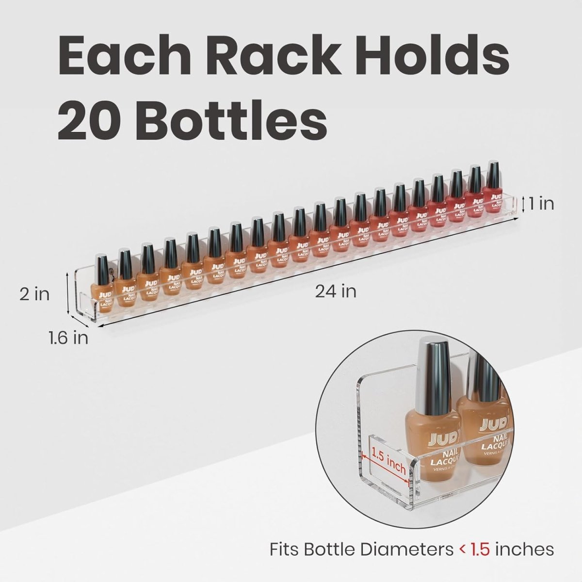 24" Acrylic Nail Polish Rack – 6 Pack - NIUBEE