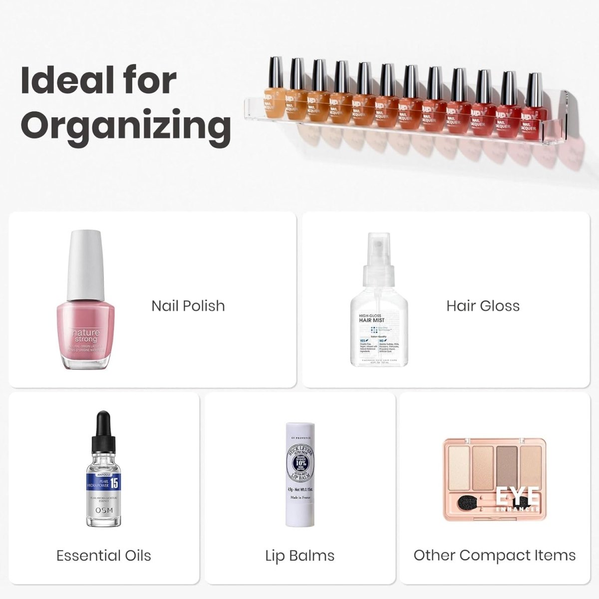 24" Acrylic Nail Polish Rack – 6 Pack - NIUBEE