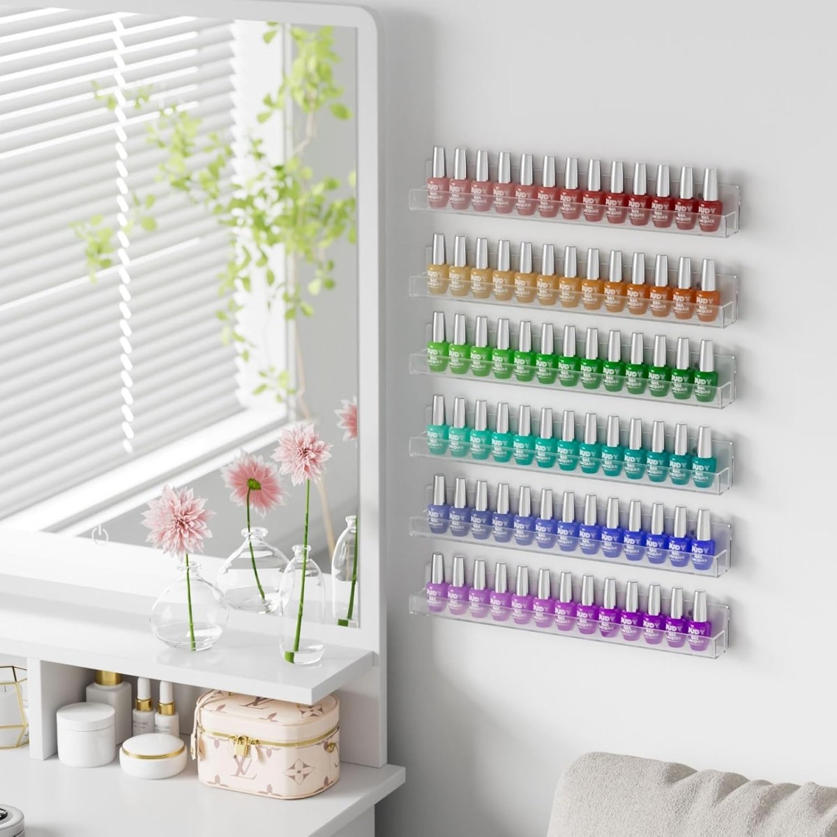 24" Acrylic Nail Polish Rack – 6 Pack - NIUBEE