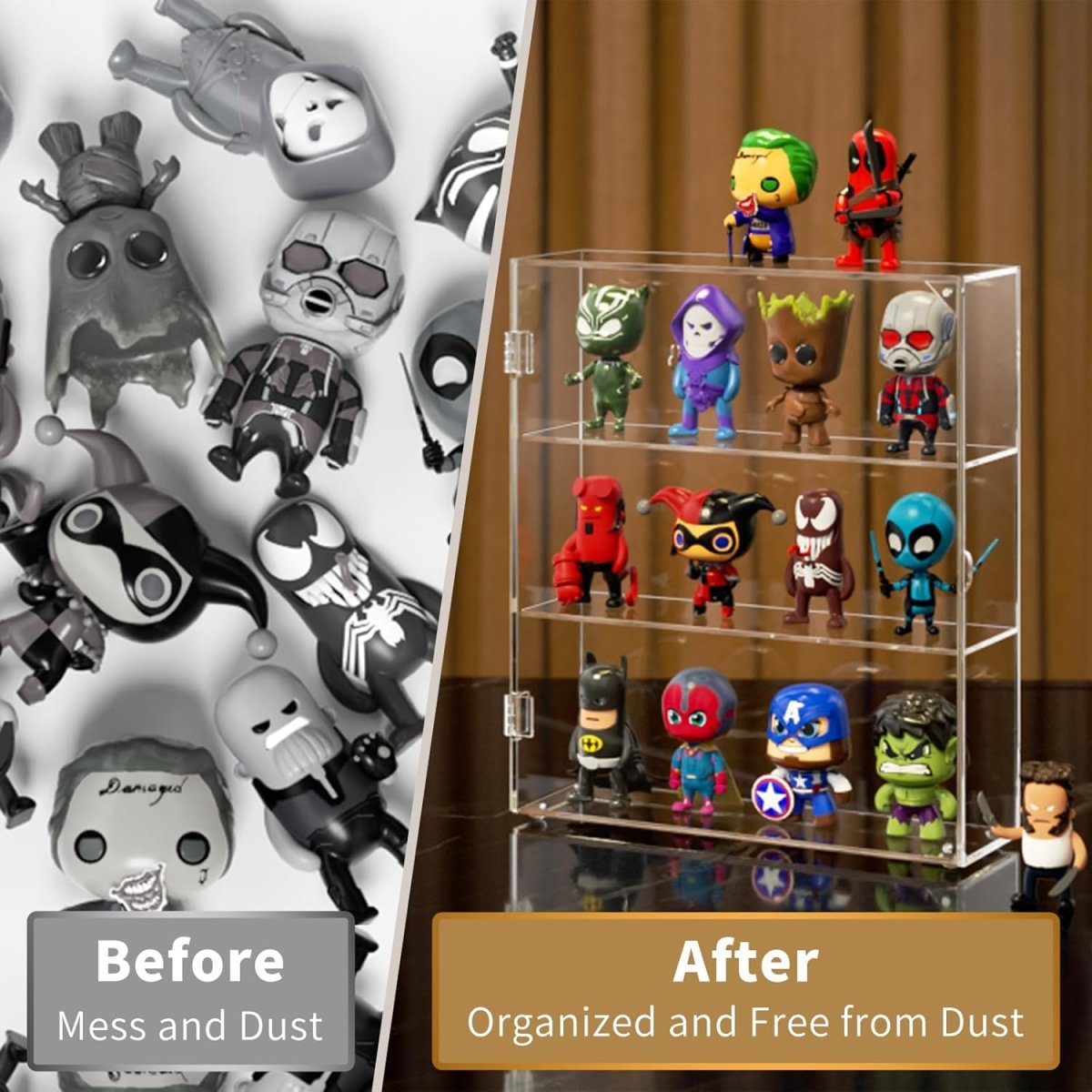 3 - Compartment Acrylic Display Case - NIUBEE