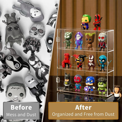 3 - Compartment Acrylic Display Case - NIUBEE