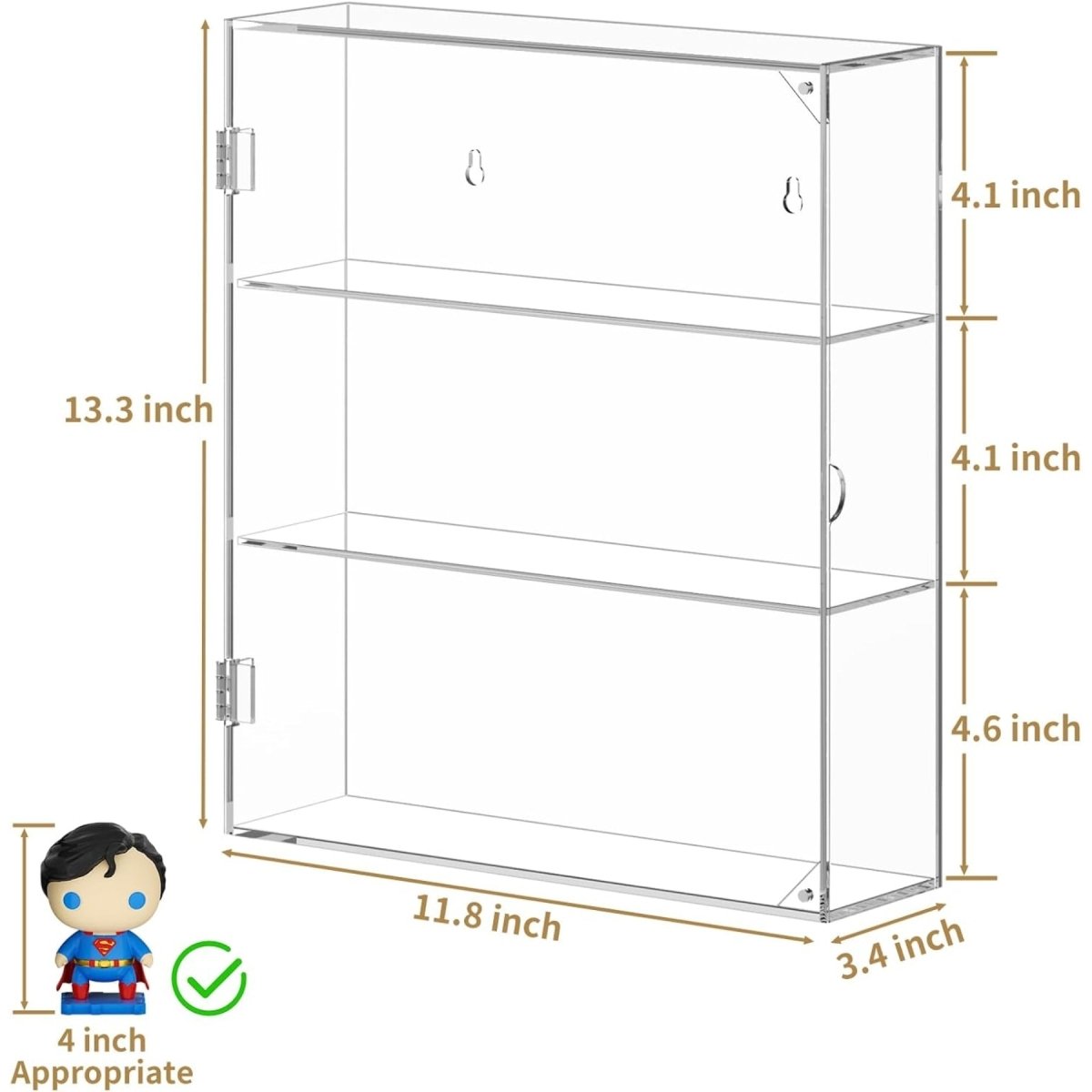 3 - Compartment Acrylic Display Case - NIUBEE