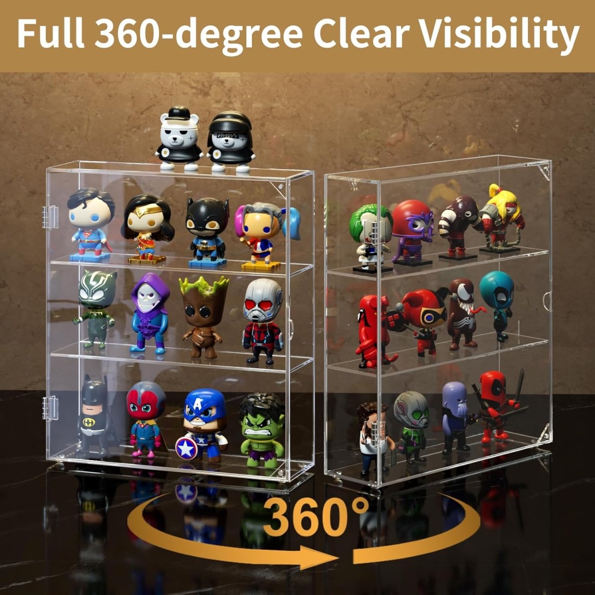 3 - Compartment Acrylic Display Case - NIUBEE