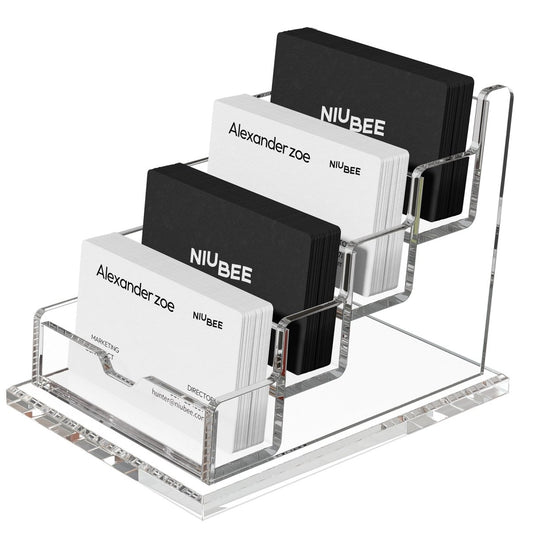 4 - Tier Acrylic Business Card Holder - NIUBEE