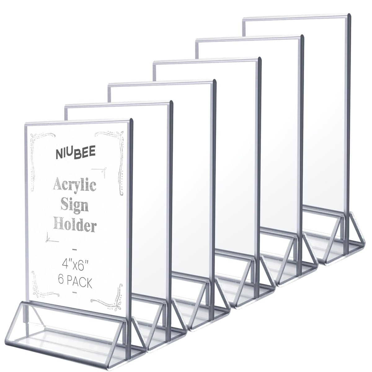 4×6" Silver Silk - Printed Label Sign – 6 Pack - NIUBEE