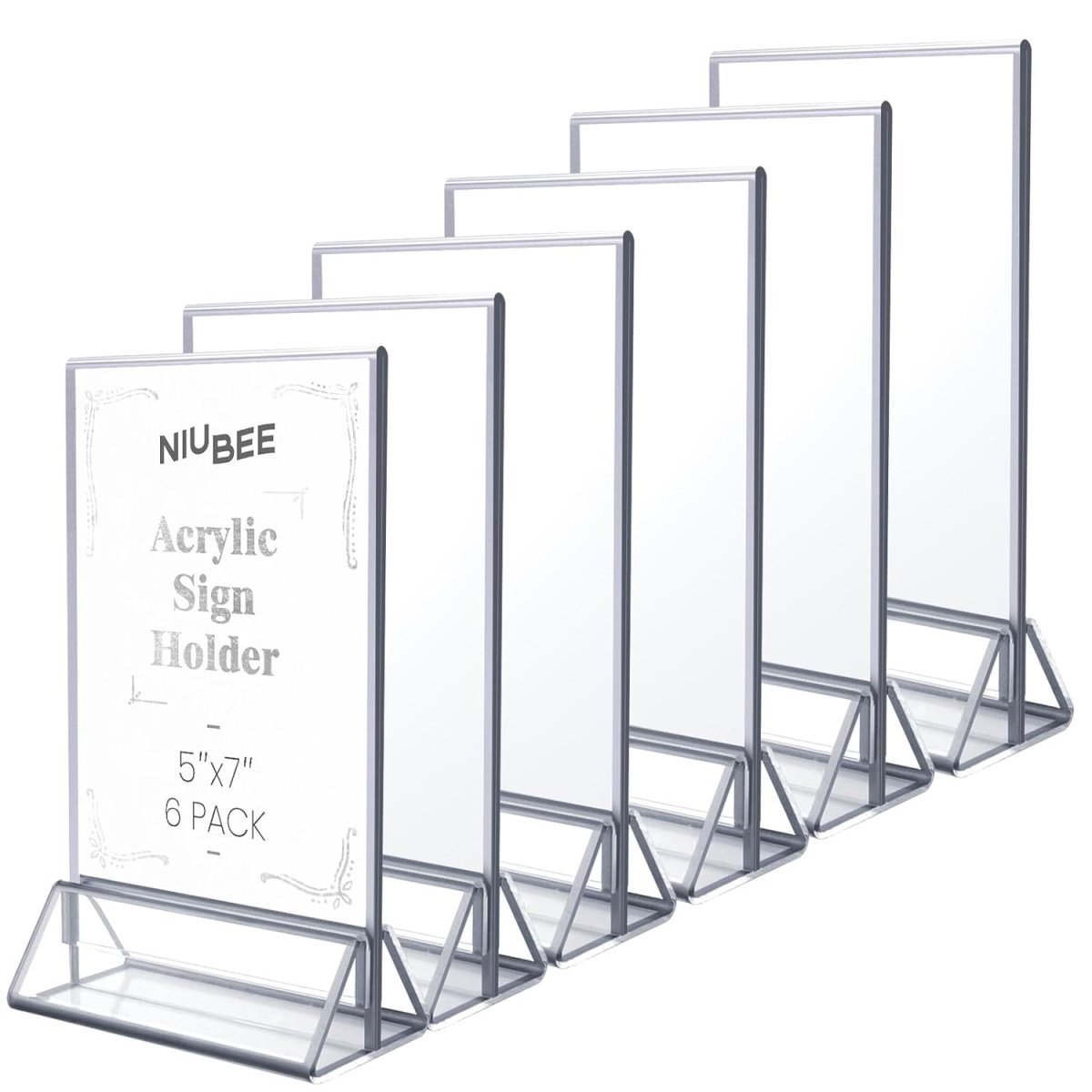 5×7" Silver Silk - Printed Label Sign – 6 Pack - NIUBEE