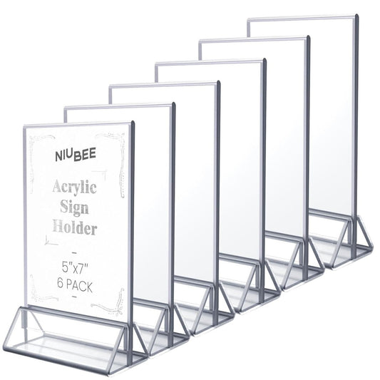 5×7" Silver Silk - Printed Label Sign – 6 Pack - NIUBEE