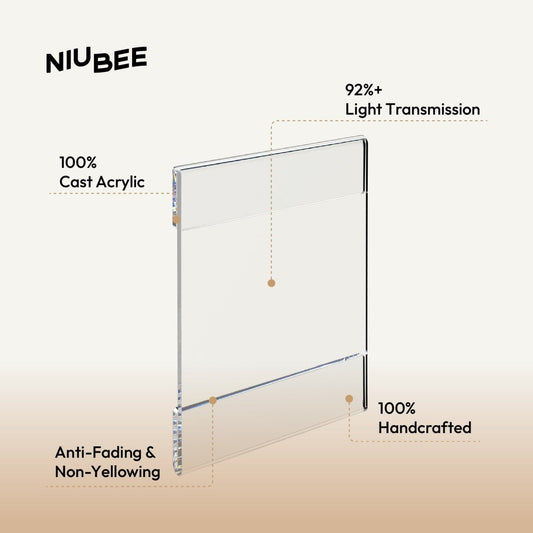 6 Pack 8.5x11" Clear Acrylic Plexi Sign Holders with Double Sided Adhesive Tape, Wall Sign Memo Document Menu Holder - NIUBEE