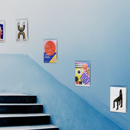 6 Pack Acrylic Wall Sign Holder 8.5x11 Vertical,Wall Mounted Design, Support No Drilling - NIUBEE
