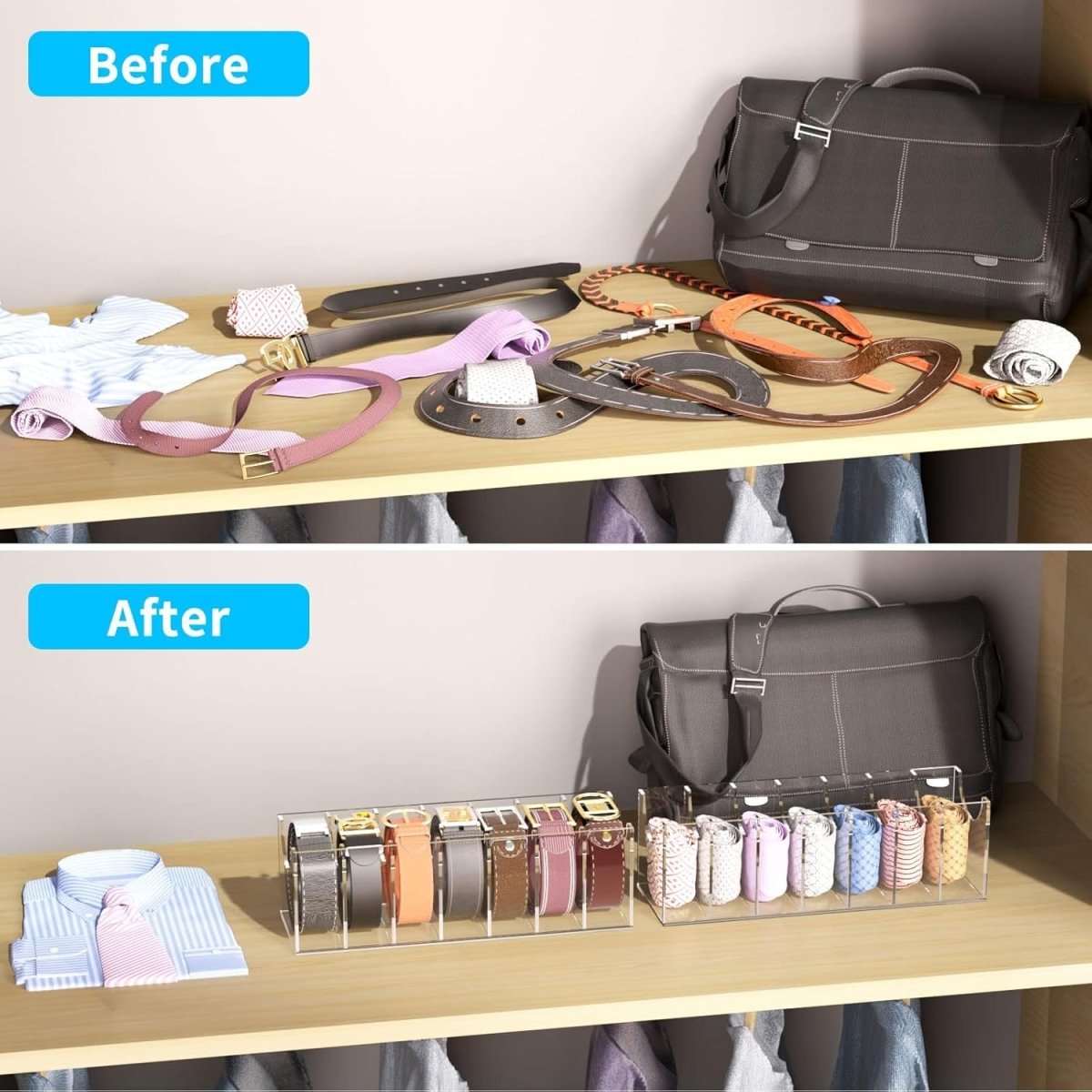 7 - Slot Acrylic Belt Organizer - NIUBEE