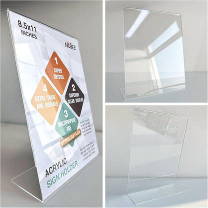 8.5×11 Acrylic L - Stand Vertical Sign Holder – 6 Pack - NIUBEE