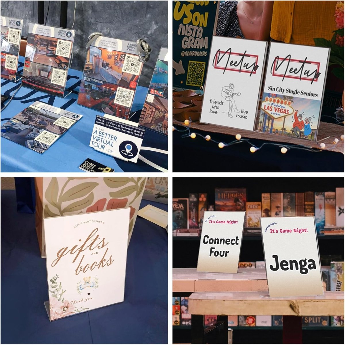 8.5×11 Acrylic L - Stand Vertical Sign Holder – 6 Pack - NIUBEE