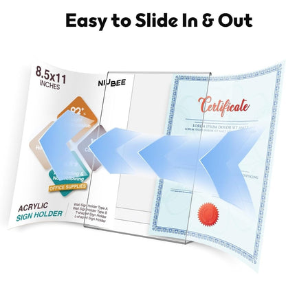 8.5×11 Acrylic L - Stand Vertical Sign Holder – 6 Pack - NIUBEE
