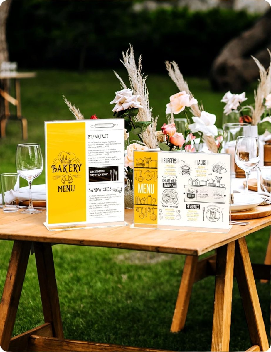 8.5×11" Acrylic T - Stand Vertical Sign Holder – 3 Pack - NIUBEE