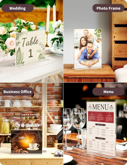 8.5×11" Acrylic T - Stand Vertical Sign Holder – 3 Pack - NIUBEE